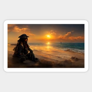 Pirate on an island Sticker